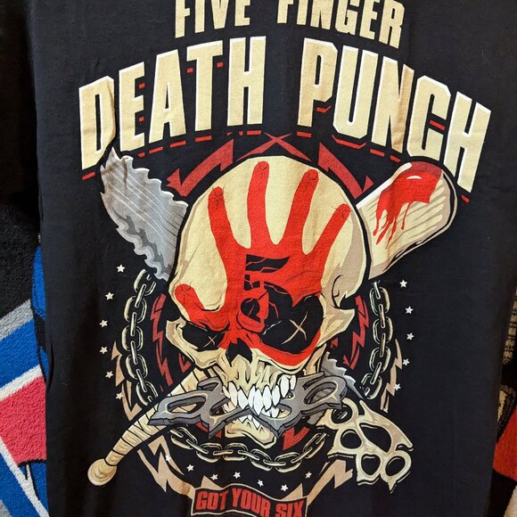 Five Finger Death Punch 5FDP Got Your Six 2016 Tour Black T-Shirt sz Medium - Picture 2 of 5